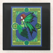 Celtic Knot Work Green Fairy Glasuntersetzer (Vorderseite)
