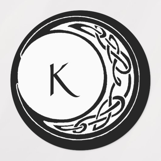 Celtic Knot Work Moon Circle Monogram Etiketten (Design 1)
