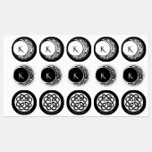 Celtic Knot Work Moon Circle Monogram Etiketten (Blatt)