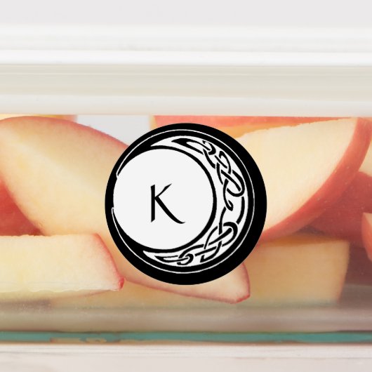 Celtic Knot Work Moon Circle Monogram Etiketten (Befestigt)