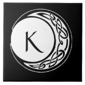 Celtic Knot Work Moon Circle Monogram Fliese (Vorderseite)