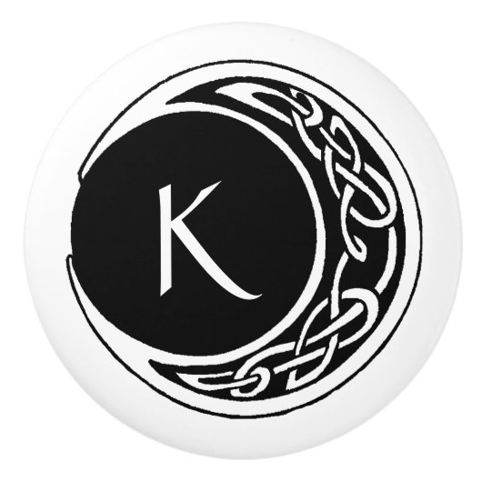 Celtic Knot Work Moon Circle Monogram Keramikknauf (Vorderseite)