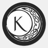 Celtic Knot Work Moon Circle Monogram Runder Aufkleber (Vorderseite)