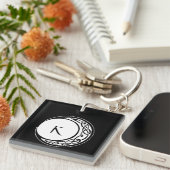 Celtic Knot Work Moon Circle Monogram Schlüsselanhänger (Vorderseite rechts)