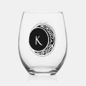 Celtic Knot Work Moon Circle Monogram Weinglas Ohne Stiel (Vorderseite)