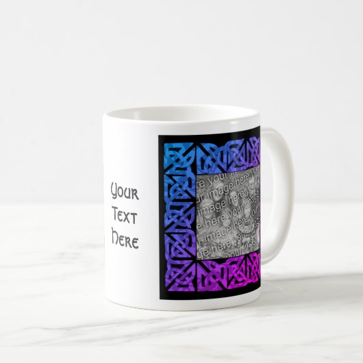 Celtic Knots Rainbow Personalisiertes Foto Kaffeetasse (VorderseiteRechts)