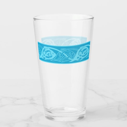 Celtic Knotwork Fish in Blue Glas (Rückseite)