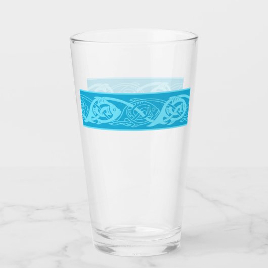 Celtic Knotwork Fish in Blue Glas (Vorderseite)