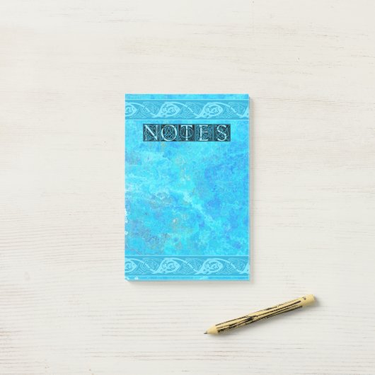 Celtic Knotwork Fish in Blue  Post-it Klebezettel (Auf Schreibtisch)