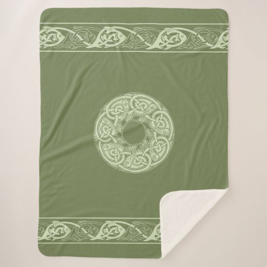 Celtic Knotwork Fish in Green  Sherpadecke (Vorderseite)