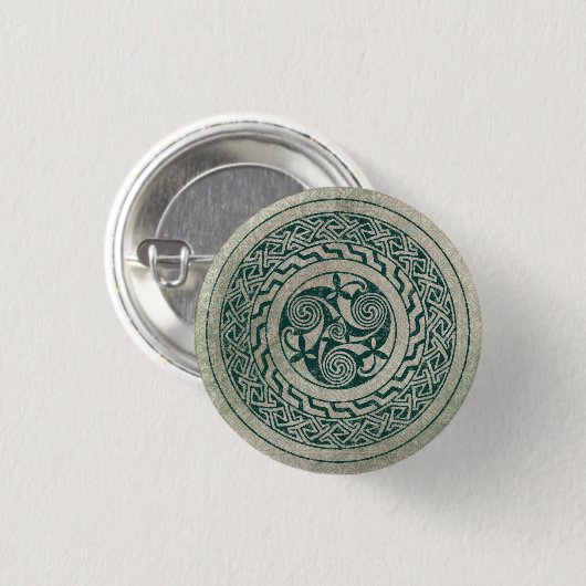 Celtic Knüpfarbeit Irish Medallion Muster in Green Button (Vorne & Hinten)