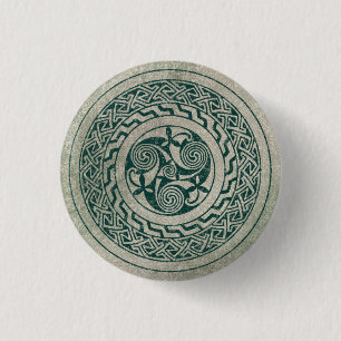 Celtic Knüpfarbeit Irish Medallion Muster in Green Button