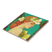 Celtic Lady mit Blume in ihrem Haar Fliese (Seite)