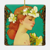 Celtic Lady mit Blume in ihrem Haar Keramikornament (Rückseite)