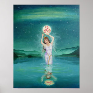 Celtic Lady of the Lake Fine Art Print Poster