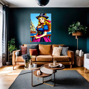 Celtic Lady Pirate   AI Art Poster