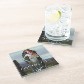 Celtic Lady Posing vor alten Steinen Glasuntersetzer (Schrägansicht)