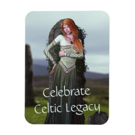 Celtic Lady Posing vor alten Steinen Magnet