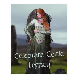 Celtic Lady Posing vor alten Steinen Poster