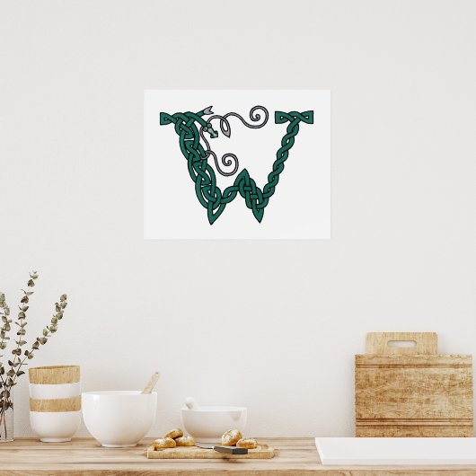 Celtic Letter W print Poster (Küche)