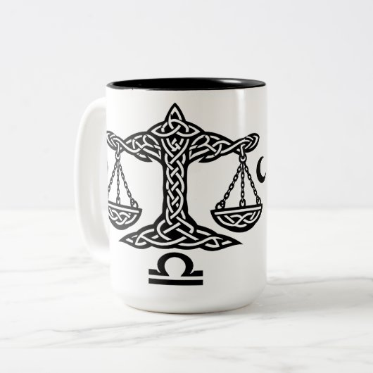    Celtic Libra Waage von BurnsInHell Zweifarbige Tasse (Vorderseite Links)