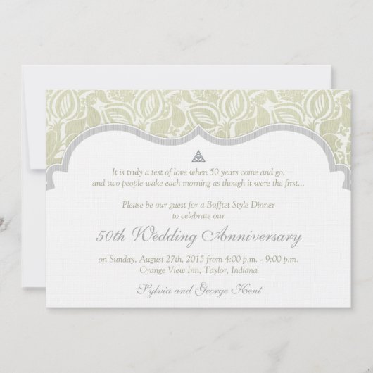 Celtic Liebe kennt Damask 50. Hochzeitstag Einladung (Vorderseite)
