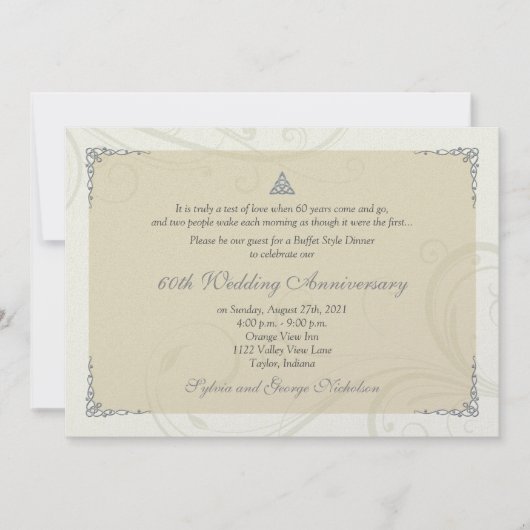 Celtic Liebe Knot Diamond Wedding Jubiläum Einladung (Vorderseite)