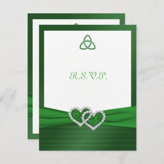 Celtic Liebe Knot in Emerald Green RSVP Card (Vorne/Hinten)