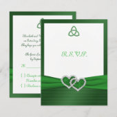 Celtic Liebe Knot in Emerald Green RSVP Card Karte (Vorne/Hinten)
