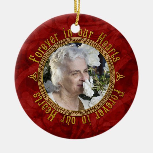 Celtic Liebe Knot Red Memorial Foto Weihnachten Keramikornament (Vorne)
