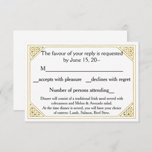 Celtic Liebe Knot Wedding RSVP, Antwort, Karten Hi (Vorne/Hinten)