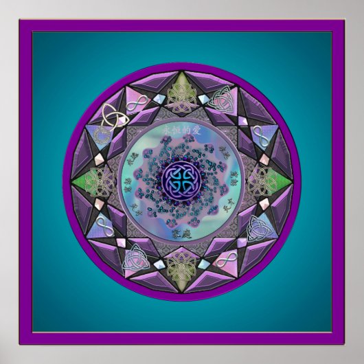Celtic Mandala Gerahmt in Cool Hues Poster (Vorne)