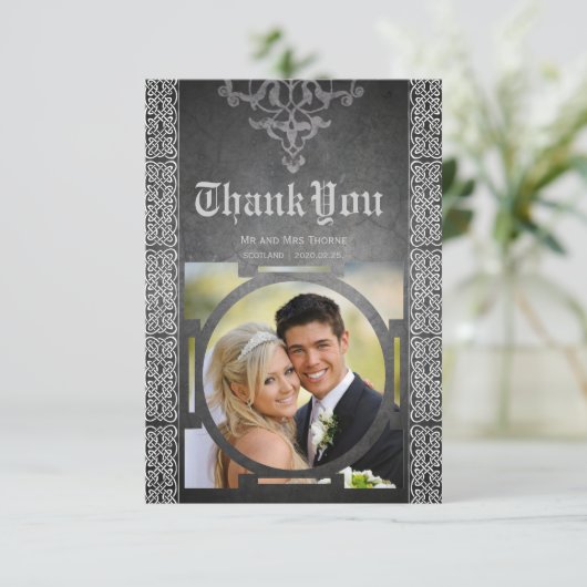 Celtic Medieval Wedding Dankeschön Karte (Stehend Vorderseite)