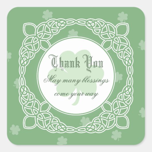 Celtic Mist Square Danke Stickers (Vorderseite)