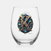 Celtic Monogram Whine Glass Set Weinglas Ohne Stiel (Rückseite)