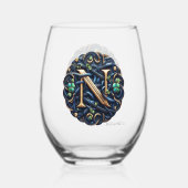 Celtic Monogram Wine Glass Set Weinglas Ohne Stiel (Rückseite)