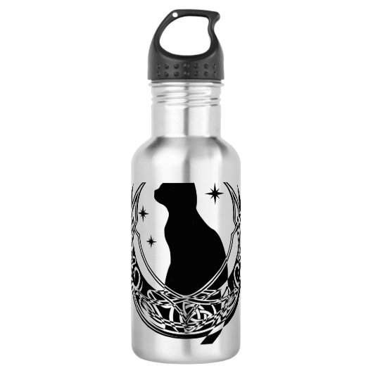 Celtic Moon | Nachtkatzen Edelstahlflasche (Vorderseite)