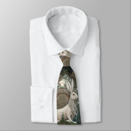 Celtic Moonlit Hare Tie, Green Celestial Design Krawatte