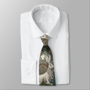 Celtic Moonlit Hare Tie, Green Celestial Design Krawatte