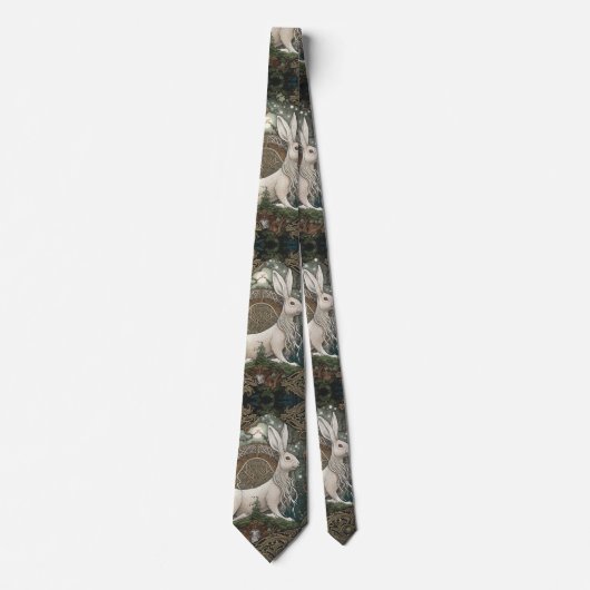 Celtic Moonlit Hare Tie, Green Celestial Design Krawatte (Vorderseite)