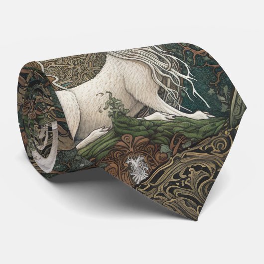Celtic Moonlit Hare Tie, Green Celestial Design Krawatte (Gerollt)