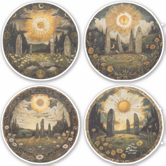 Celtic Mythology and Sun Symbols Litha Aufkleber (Vorderseite)
