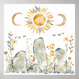 Celtic Mythology and Sun Symbols Litha Poster