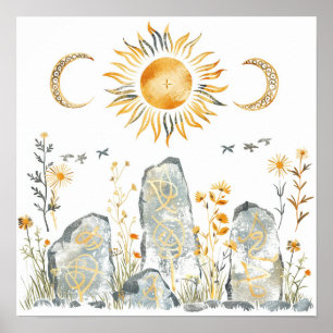 Celtic Mythology and Sun Symbols Litha Poster