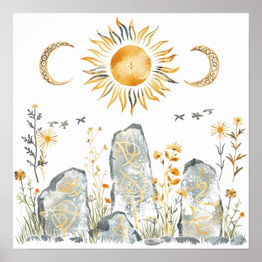 Celtic Mythology and Sun Symbols Litha Poster (Vorne)