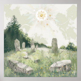 Celtic Mythology and Sun Symbols Litha Poster