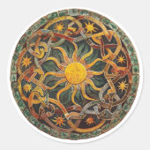 Celtic Mythology and Sun Symbols Litha Runder Aufkleber (Vorderseite)