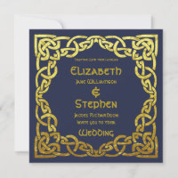 Celtic Navy Blue | Imitate Gold Celtic Knot Weddin