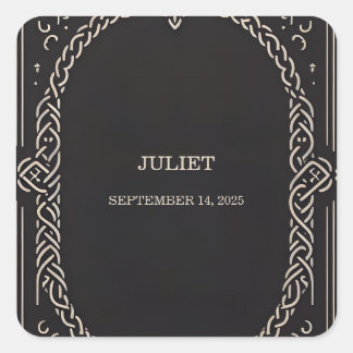 Celtic Nordic Fun Mittelalterliches Scroll Brautpa Quadratischer Aufkleber