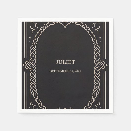 Celtic Nordic Fun Mittelalterliches Scroll Brautpa Serviette (Vorderseite)